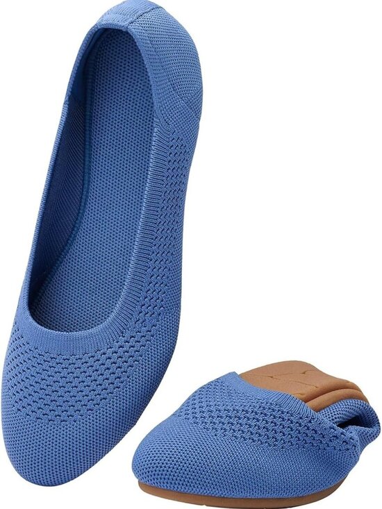 Shoes - Chic Women's Slip-On Ballet Flats, Soft Knit Round Toe Dress Shoes, Comfortable